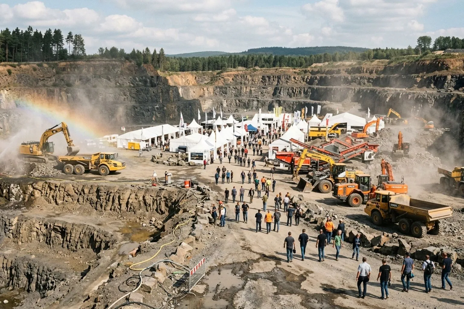 Steinexpo 2026: Live-Demonstrationen von 21 Baumaschinen im Basaltbruch