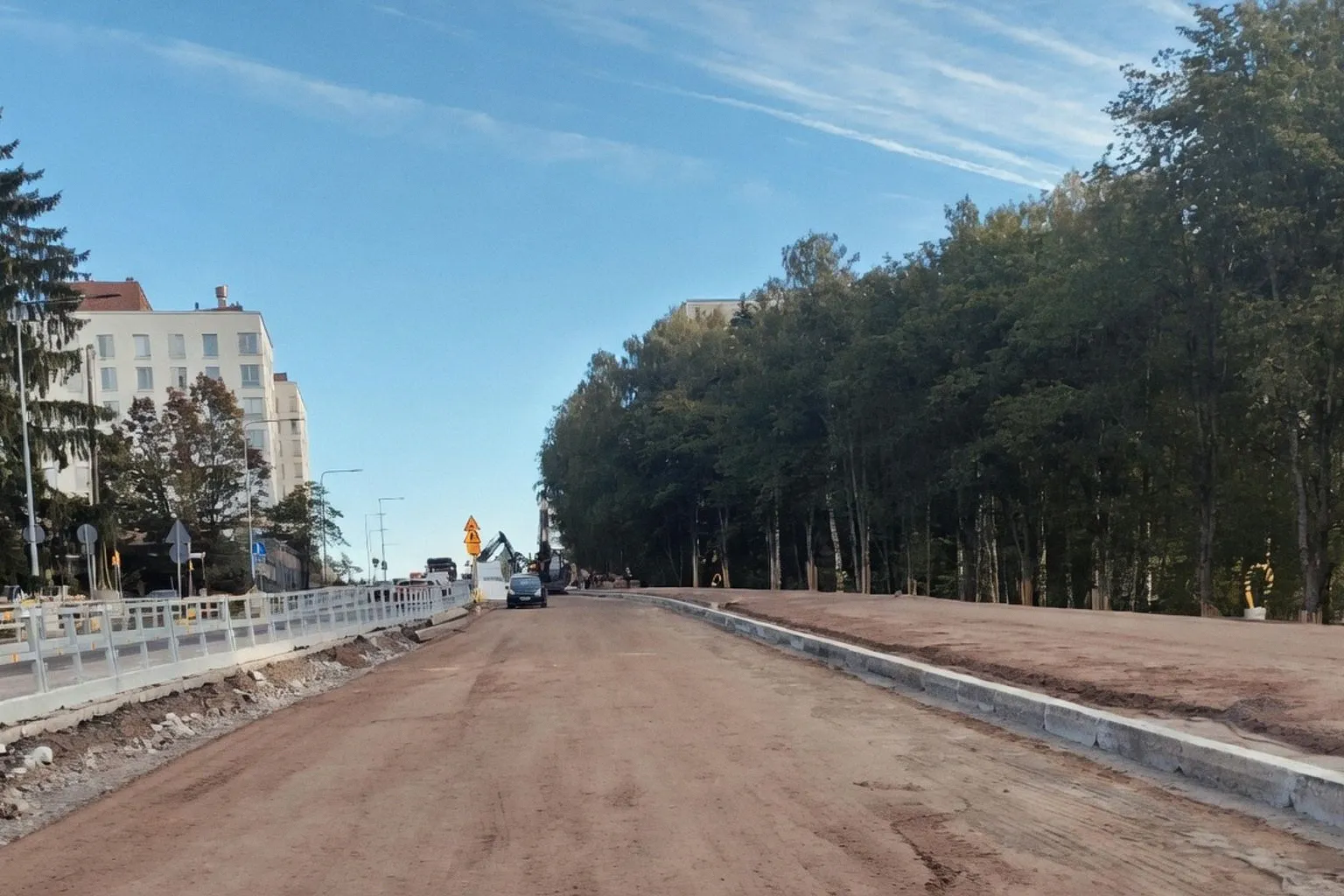 Vorbereitung der Asphaltarbeiten und neue Verkehrsführung auf der Hakunilantie
